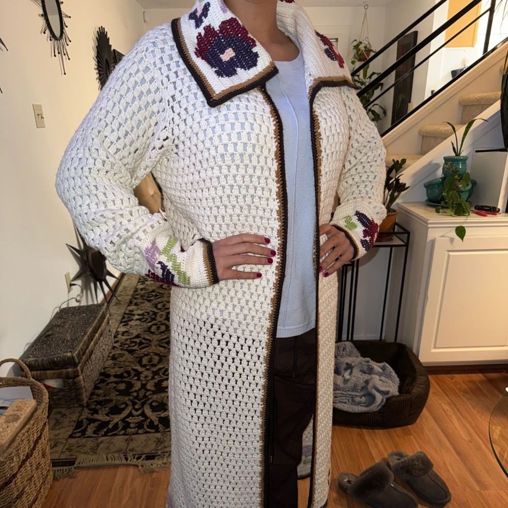 90’s Crochet long sweater so cute
